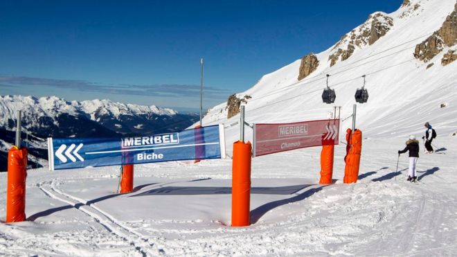 Горнолыжный курорт Мерибель во французских Альпах. (Файл изображения)