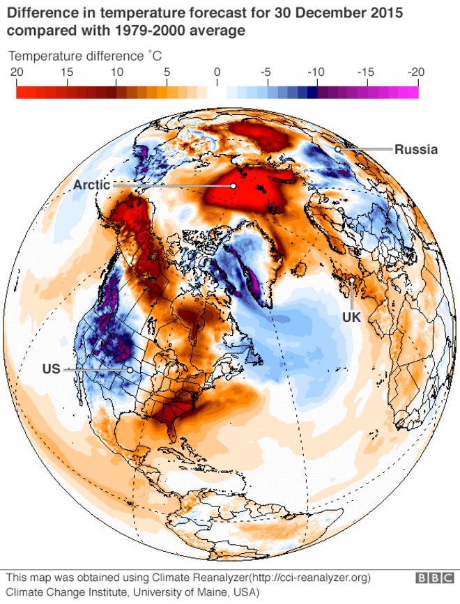 карта арктических температур