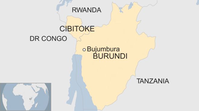 Карта, показывающая местонахождение провинции Сибитоке в Бурунди