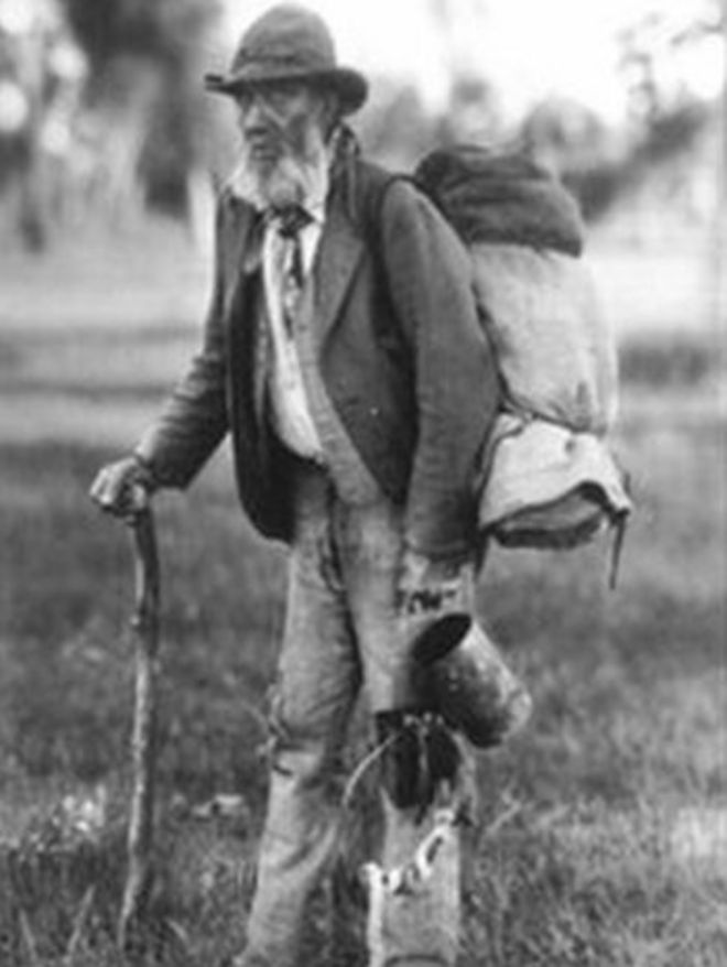 1901 фотография австралийского странствующего рабочего, или swagman