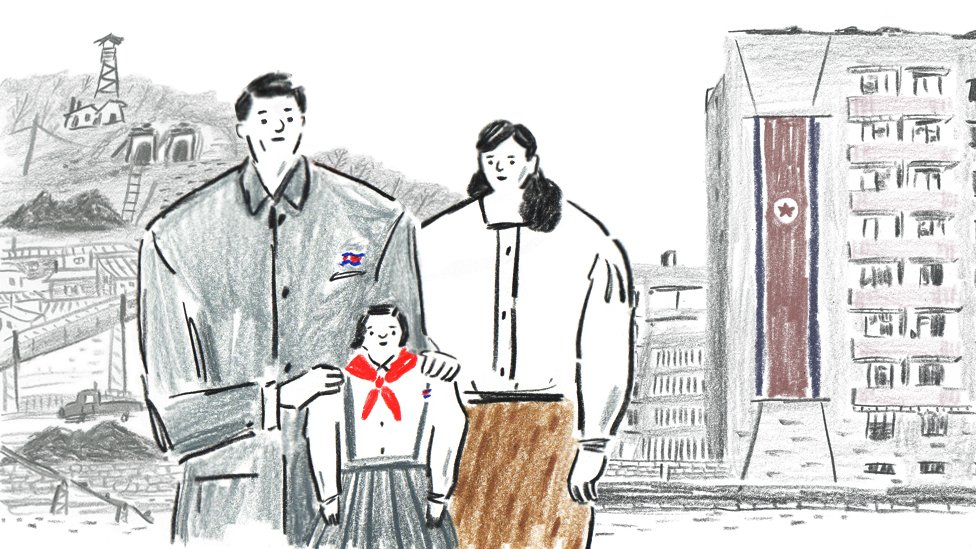 Рисунок северокорейской семьи