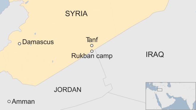 Карта Сирии с указанием местонахождения лагеря Рукбан