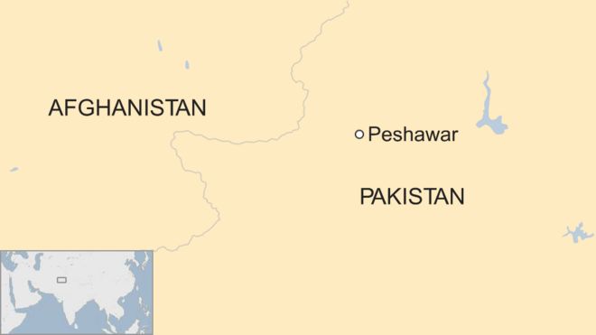 Map of Peshawar in Pakistan