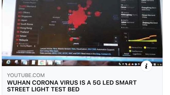 Screengrab of fake news re coronavirus