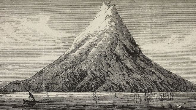 Иллюстрация Кракатау до извержения 1883 года