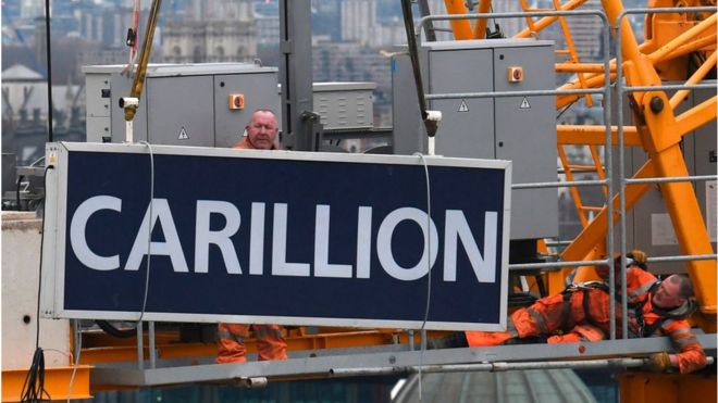 Знак Carillion на строительной площадке в лондонском Сити