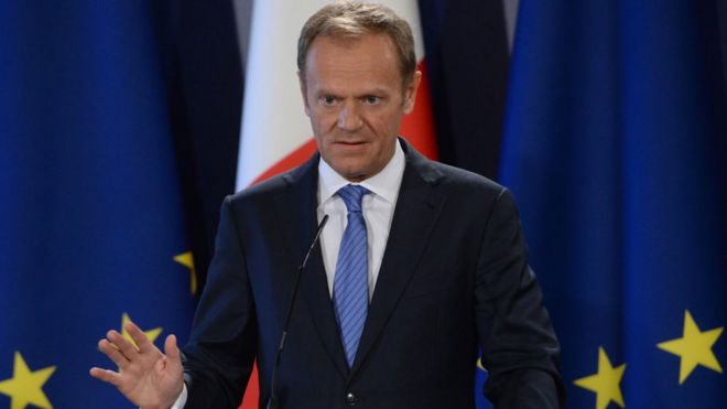 The President of the European Council Donald Tusk