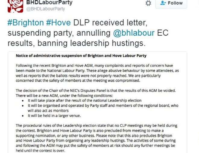 Письмо направлено в лейбористскую партию BHD