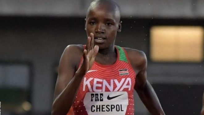 Mkenya Celliphine Chespol alishinda mbio za mita 3000 kuruka viunzi na maji mbio za Prefontaine Classic Diamond League.