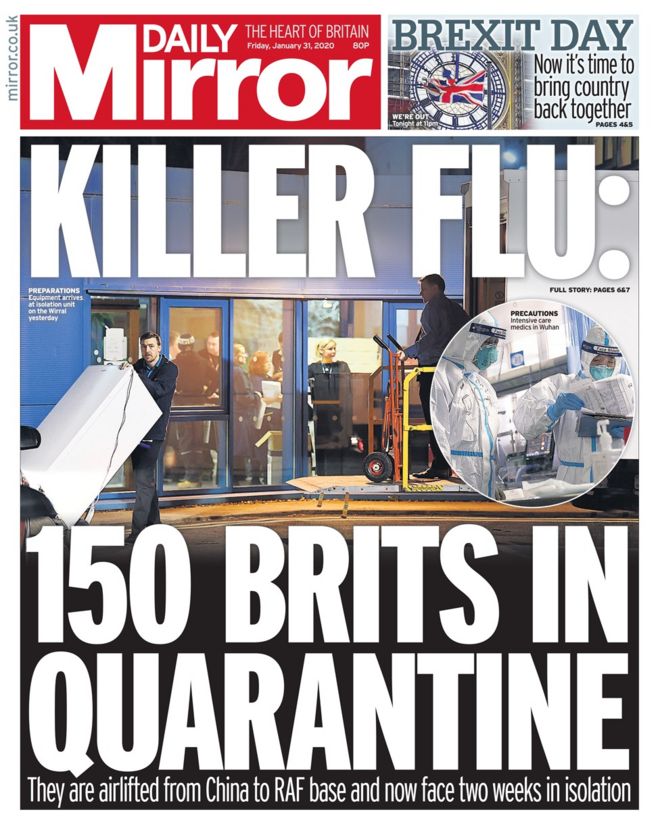 Friday's Daily Mirror front page