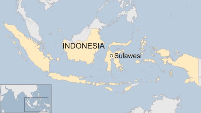 Карта Би-би-си, показывающая местоположение Сулавеси, индонезийского острова