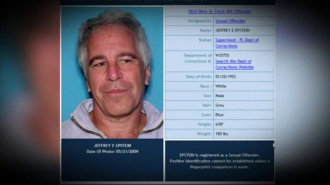 Florida Department of Law Enforcement sex offenders card on Jeffrey Epstein.