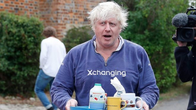 Boris Johnson outside his home in Oxfordshire on Sunday