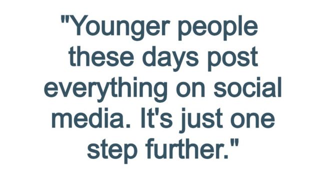 Чтение цитаты: в наши дни молодые люди публикуют все в социальных сетях. Это всего лишь один шаг вперед ».