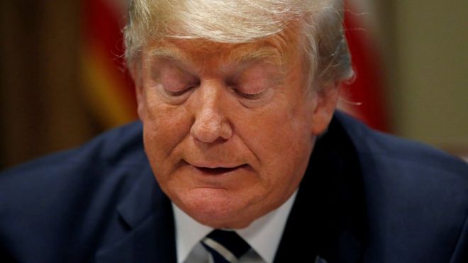 O presidente americano, Donald Trump, fala durante coletiva de imprensa