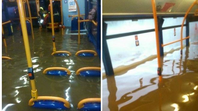 Вода внутри автобуса