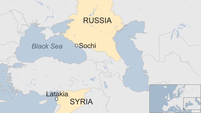Карта с изображением Сочи в России