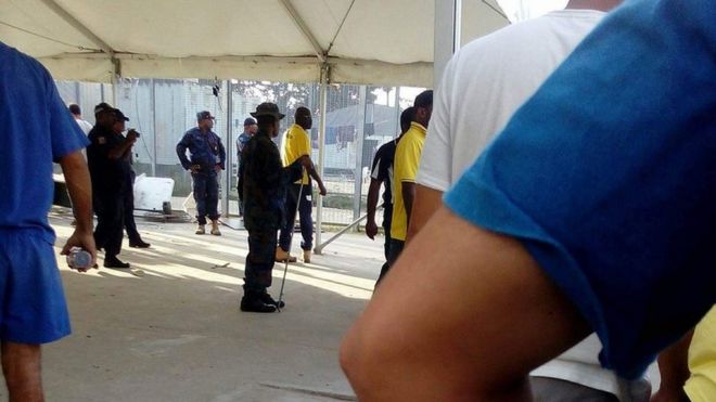 An image that a refugee says shows PNG police and immigration officials inside Manus island detention centre