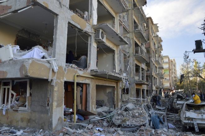 Ущерб от взрыва в Диярбакыре, Турция, 4 ноября