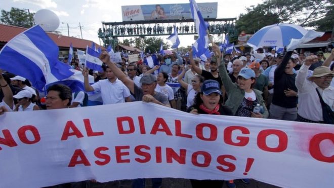 Manifestación en contra del gobierno de Daniel Ortega.