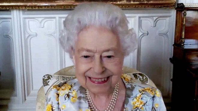 The Queen takes part in a video call with the Royal London Hospital