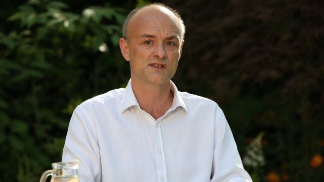 Dominic Cummings makes a statement in a garden at 10 Downing Street