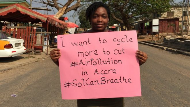 AdelaideArthur: I was to cycle moe to cut #AirPollution in Accra, #SoICanBreathe