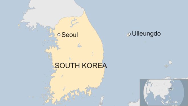 Карта, показывающая Уллындо у Южной Кореи