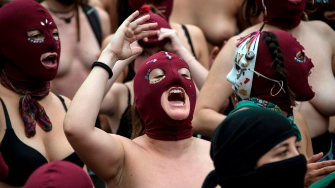 Manifestantes en Chile