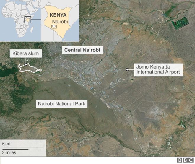 Карта, показывающая Найробийский национальный парк