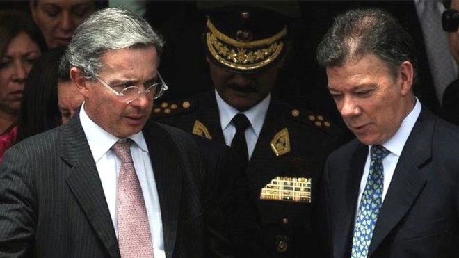 Álvaro Uribe y Juan Manuel Santos.