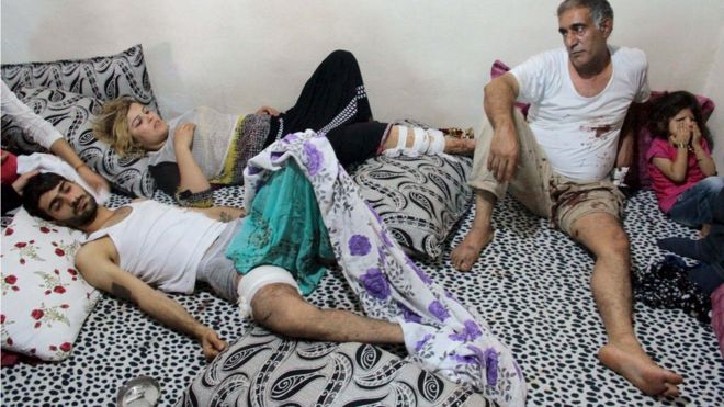 Раненые в Джизре, Турция, 12 сентября 2015 года