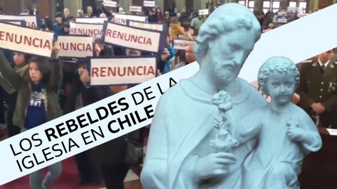 Protesta en iglesia chilena