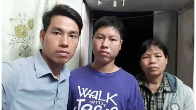 Gia đình có ba nhà hoạt động bị bắt: Từ trái qua: ông Trịnh Bá Tư (8 năm tù); ông Trịnh Bá Phương (10 năm tù); bà Cấn Thị Thêu (8 năm tù)