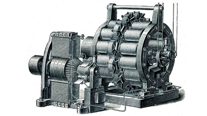 Иллюстрация динамо возбудителя переменного тока Siemens с 1896 года