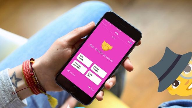 Celular donde se ve la aplicación TBH. (Crédito: TBH)