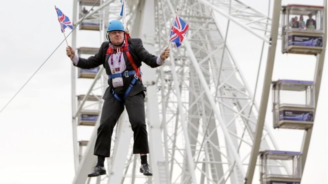 Image result for boris johnson zip wire