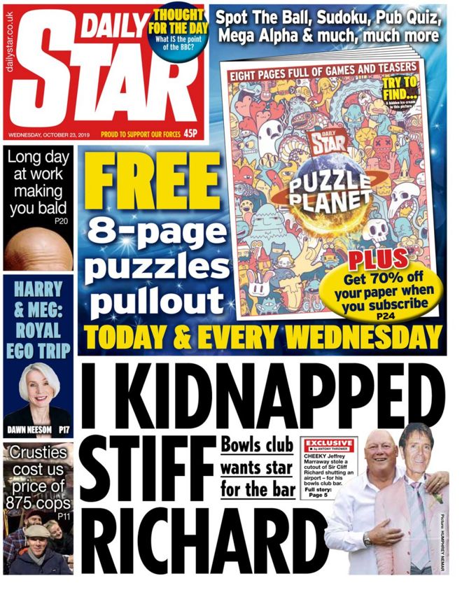 Daily Star front page