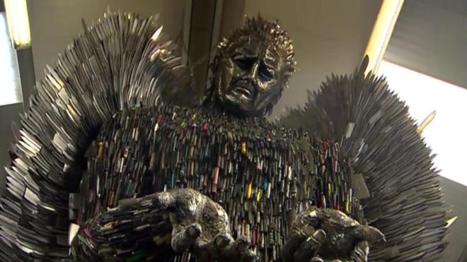 Knife Angel Sculpture Installed At Coventry Cathedral Bbc News