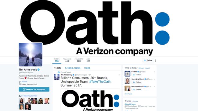 Oath is new name for AOL-Yahoo combined company - BBC News