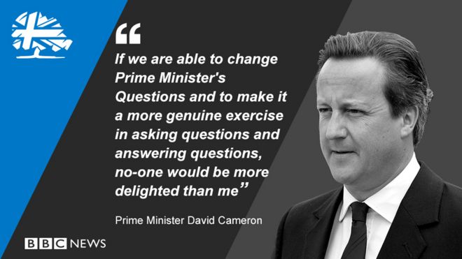 Дэвид Кэмерон сказал: «Если мы сможем изменить Вопросы премьер-министра и сделать его более искренним упражнением в задании вопросов и ответе на вопрос, никто не будет более рад, чем я».