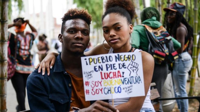 Protesta contra el racismo en Colombia.