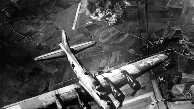Aircraft bombing a factory in Germany