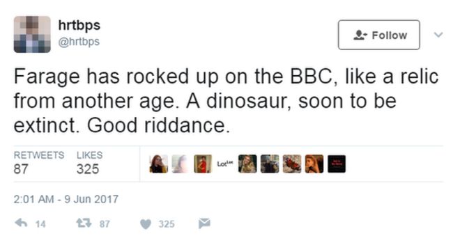 Чирикать: Farage - это динозавр