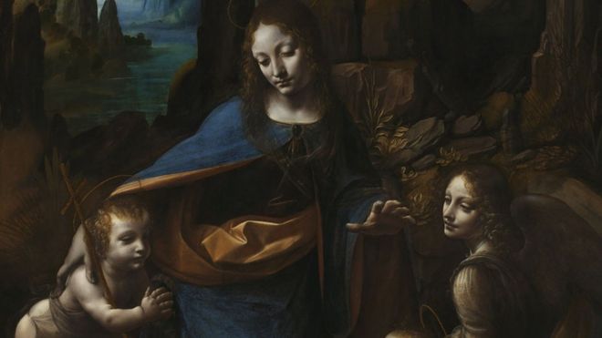 Un fragmento de "La Virgen de las Rocas" de Leonardo da Vinci