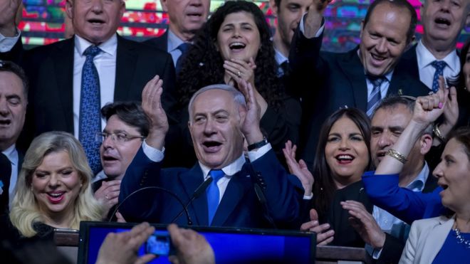 Netanyahu em evento de campanha