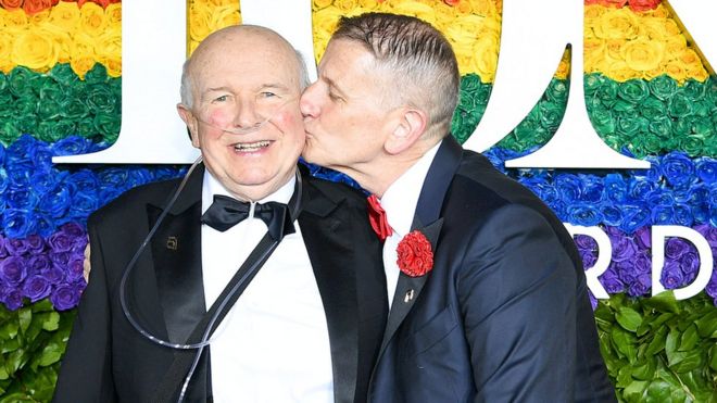 Terrence McNally (L) and his husband Tom Kirdahy