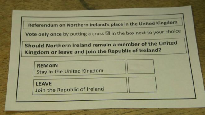 Макет того, как может выглядеть ирландский бюллетень референдума единства