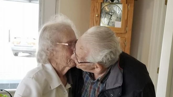 Herbert and Audrey Goodine say goodbye for the first time in 73 years