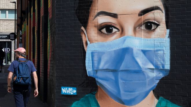 Mural of nurse in mask